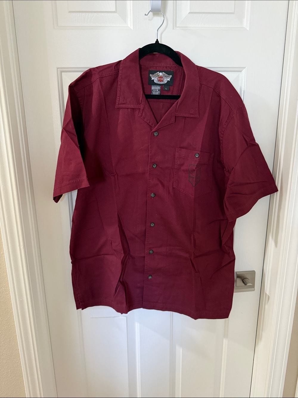 Harley-Davidson Burgundy Short Sleeve Button-Up Shirt